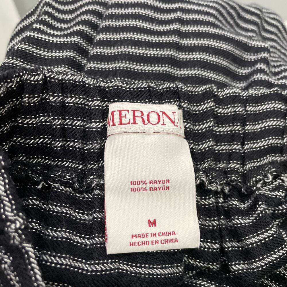 Merona Midi Button Skirt Size Medium Black White Striped Coastal Casual Preppy - Picture 6 of 10